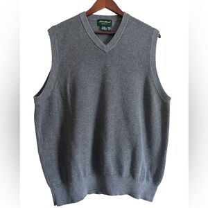 Vintage Eddie Bauer Golf Gray Ribbed Knit V-Neck Sweater Vest-Large